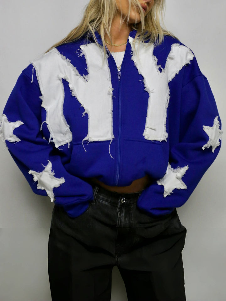 Women's Fashionable Hoodie with Creative Patches