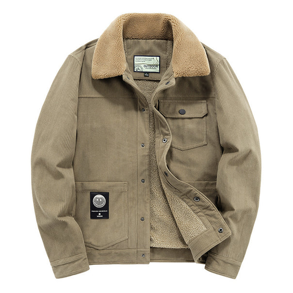 Men's cord trucker jacket with warming Sherpa insulation and patch pockets Mune Fashion