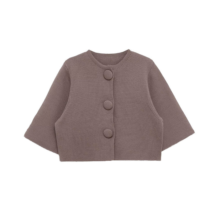 Women's short cape cardigan with dropped shoulders and covered decorative buttons Mune Fashion