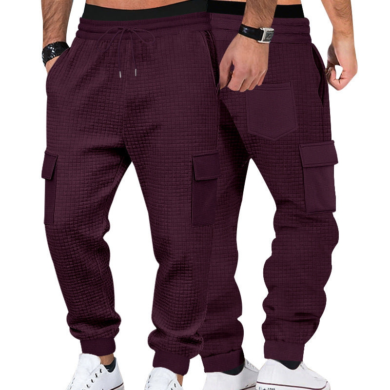 Men's cargo jogging pants made of waffle texture with drawstring and cuffs Mune Fashion