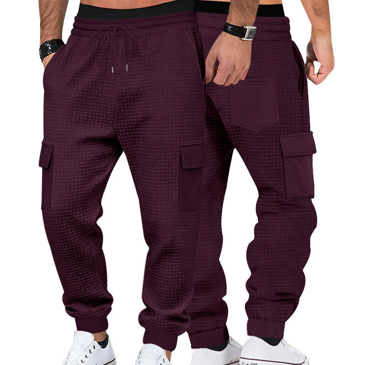 Men's cargo jogging pants made of waffle texture with drawstring and cuffs Mune Fashion