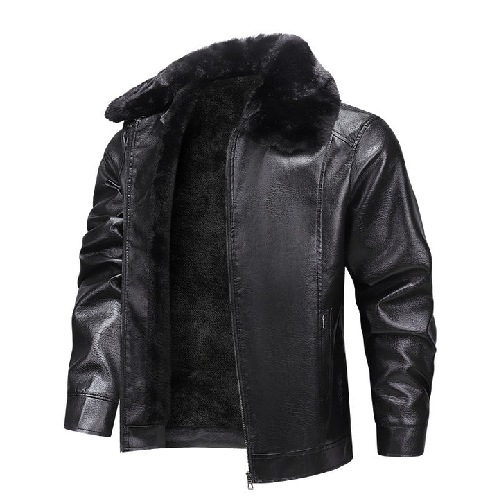 Men's faux leather pilot jacket with full teddy lining and distinctive fur collar Mune Fashion