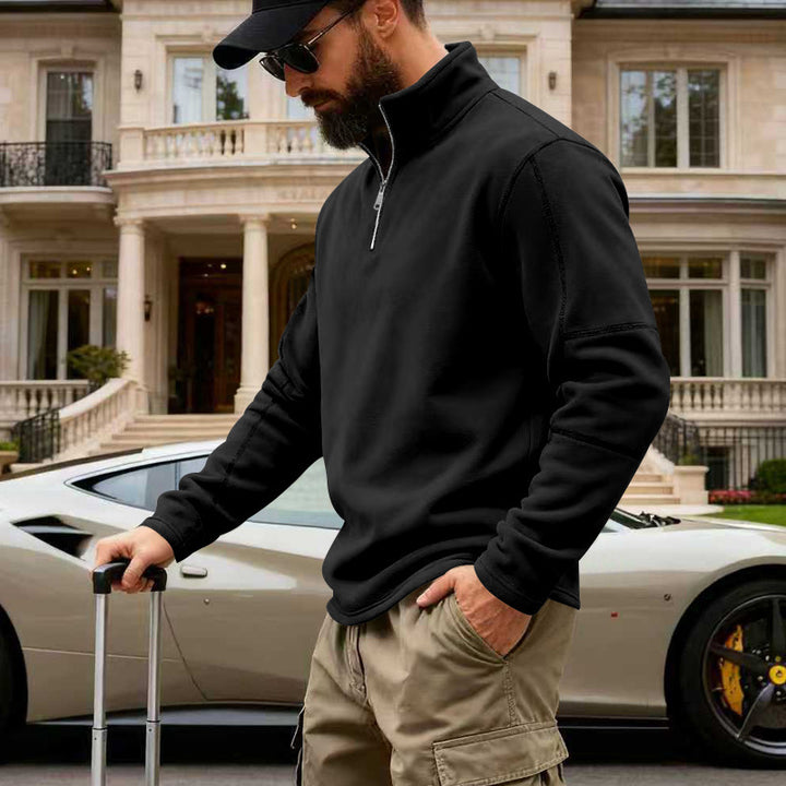 Men's half-zip fleece pullover with stand-up collar, reinforced seams and travel-optimized cut Mune Fashion