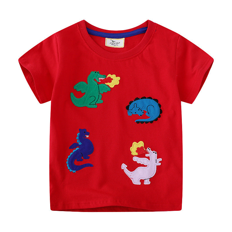 Boys T-Shirt with colorful dinosaur appliqués Mune Fashion