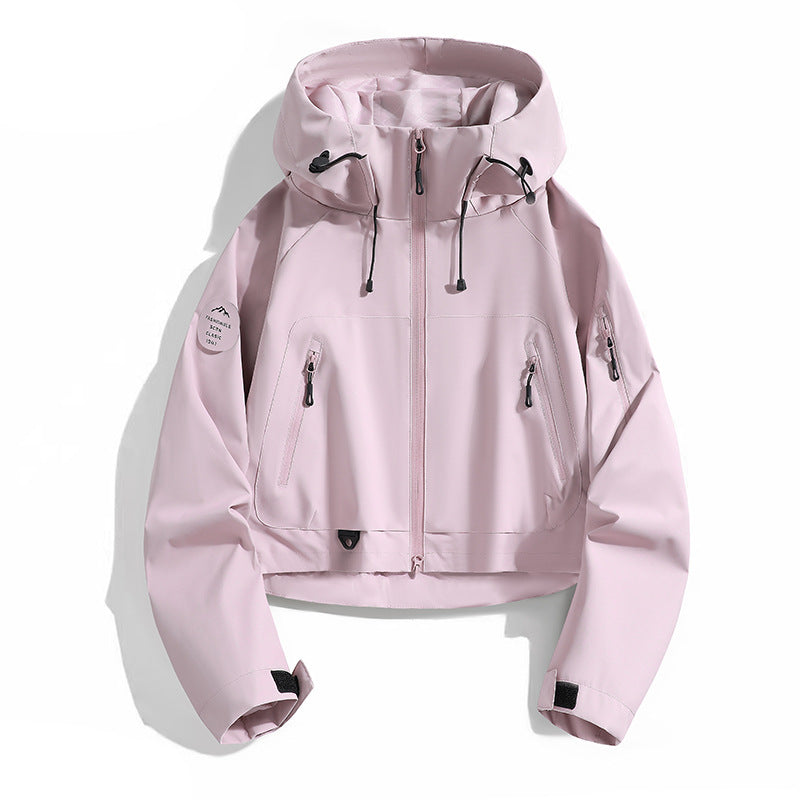 Women’s Sporty Outdoor Jacket with Adjustable Hood Drawstring Mune Fashion