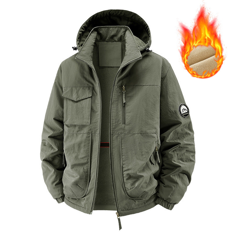 Men's Insulated Outdoor Jacket with Fleece Lining and Multifunctional Utility Pockets Mune Fashion