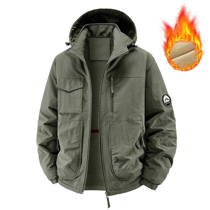Men's Insulated Outdoor Jacket with Fleece Lining and Multifunctional Utility Pockets Mune Fashion