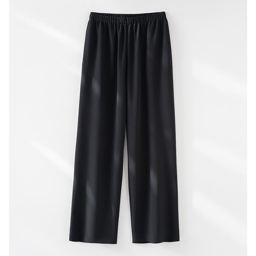 Women's Wide Satin Pants with Comfort Waistband and Flowing Silhouette Mune Fashion