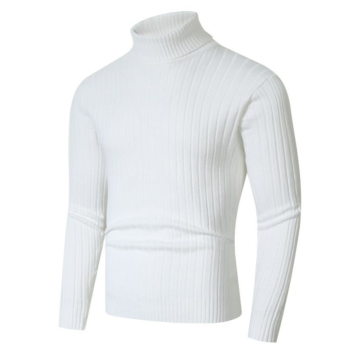 Men's Figure-Hugging Ribbed Knit Turtleneck Sweater with Stretch Fine Knit Mune Fashion