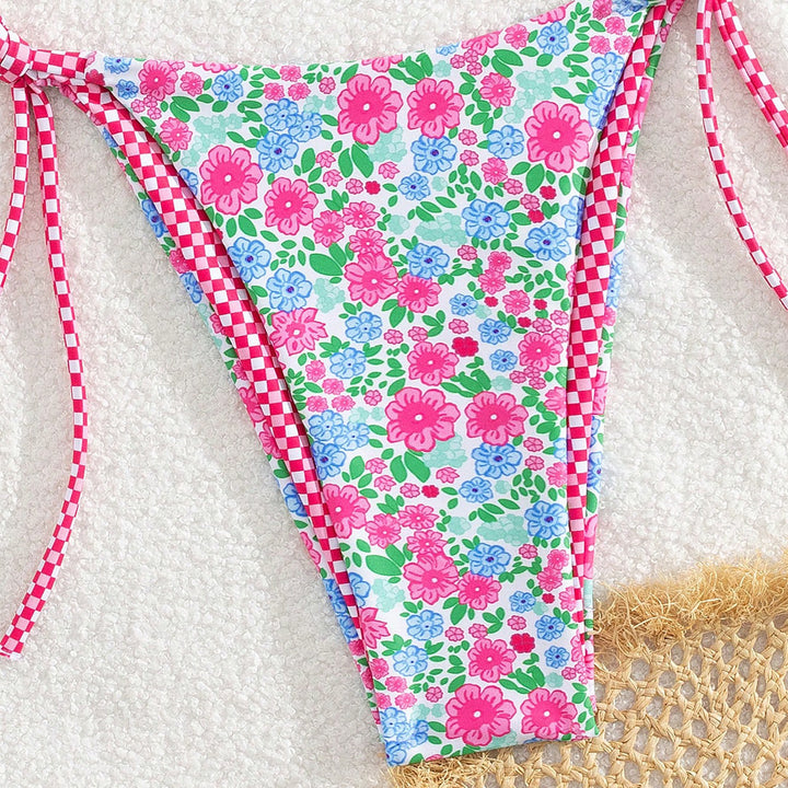 Ladies Floral Bikini with Adjustable Ties Mune Fashion