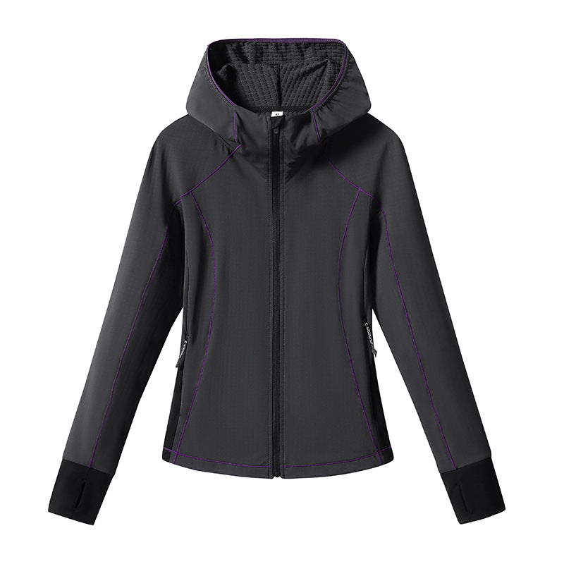 Women's Lightweight Softshell Hooded Jacket with Ergonomic Contrast Seams and Thumb Hole Mune Fashion