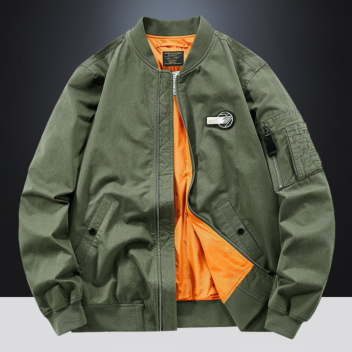 Men's bomber jacket in pilot style with contrasting inner lining and arm pocket Mune Fashion