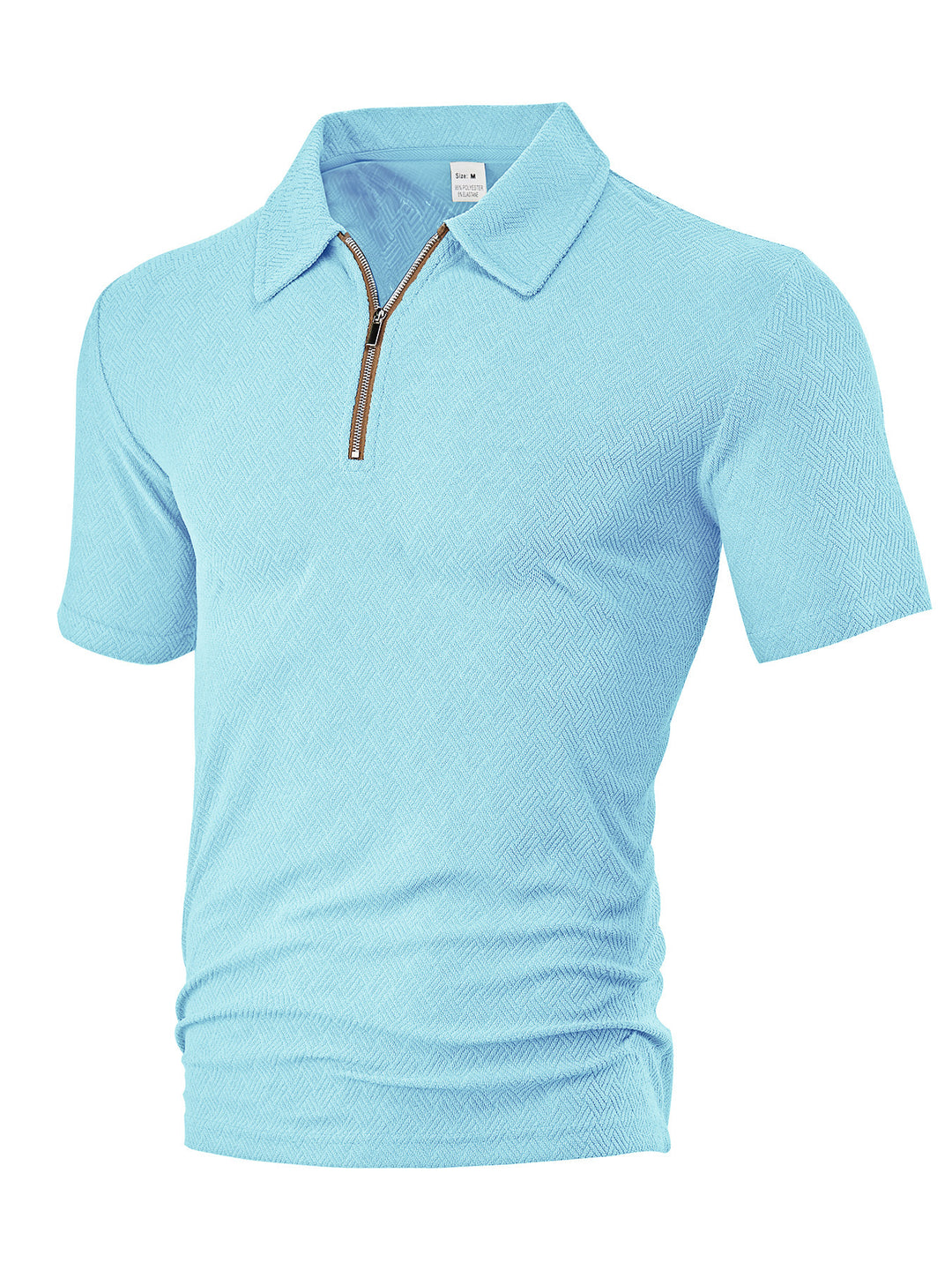 Men's slim fit half-zip polo with fine herringbone jacquard structure Mune Fashion