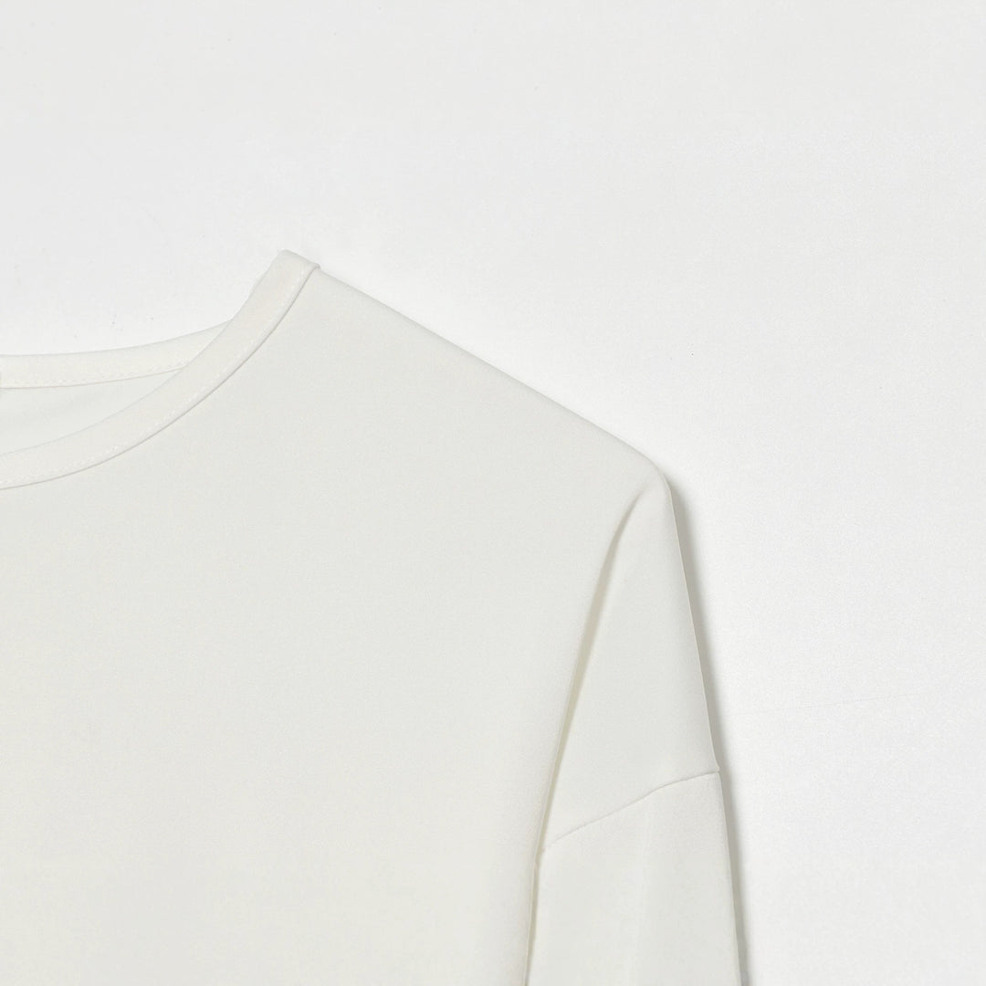 Women's Long Sleeve Shirt with Asymmetrical Hem and Lace Trim Mune Fashion