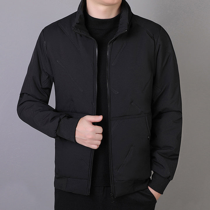 Men's Technical Short Jacket in Urban Bomber Style with Stand-Up Collar and Hidden Pockets Mune Fashion
