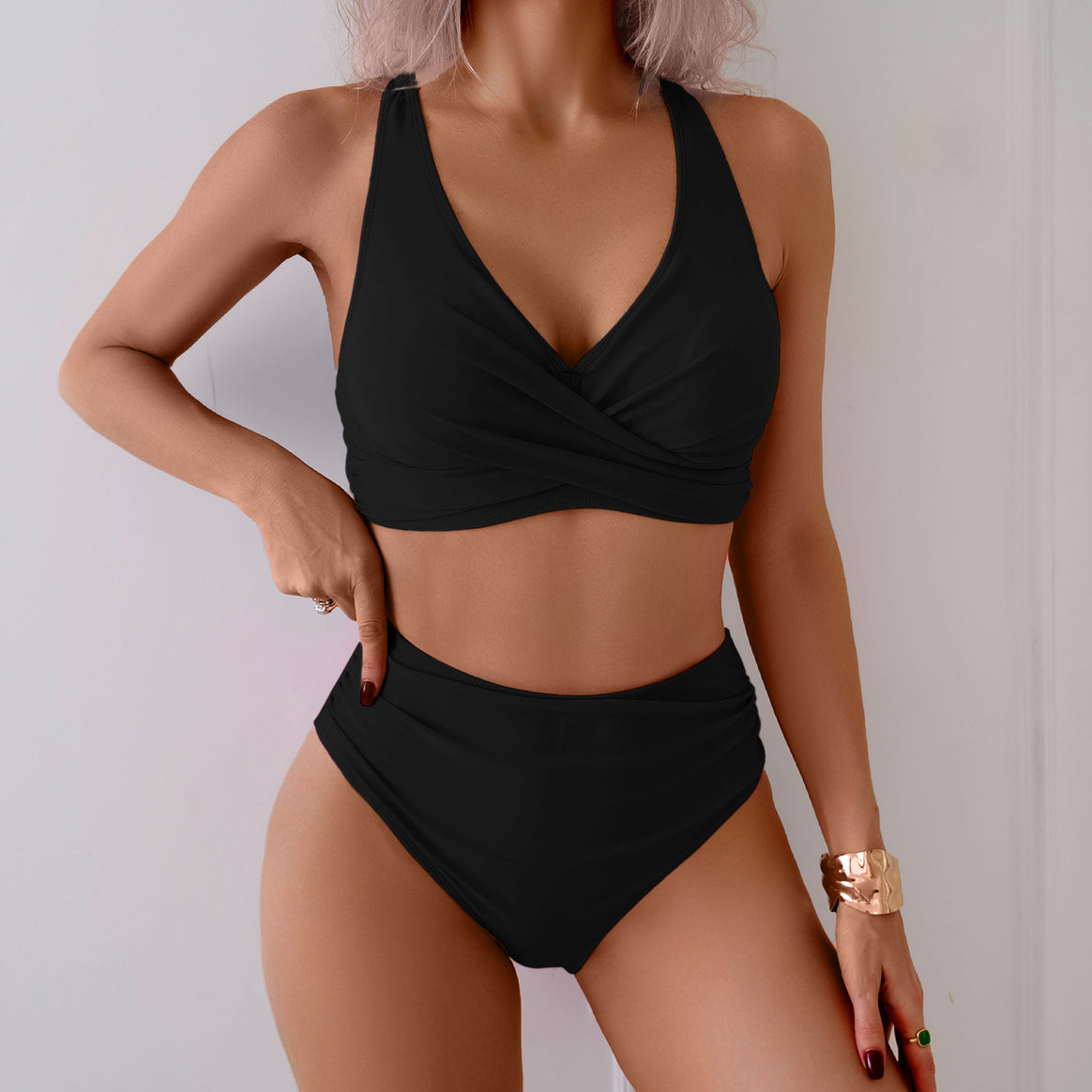 Women's bikini set with elegant wrap design and high-waisted shorts Mune Fashion
