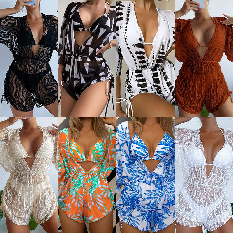 Women's Beach Overall with Floral Pattern Mune Fashion