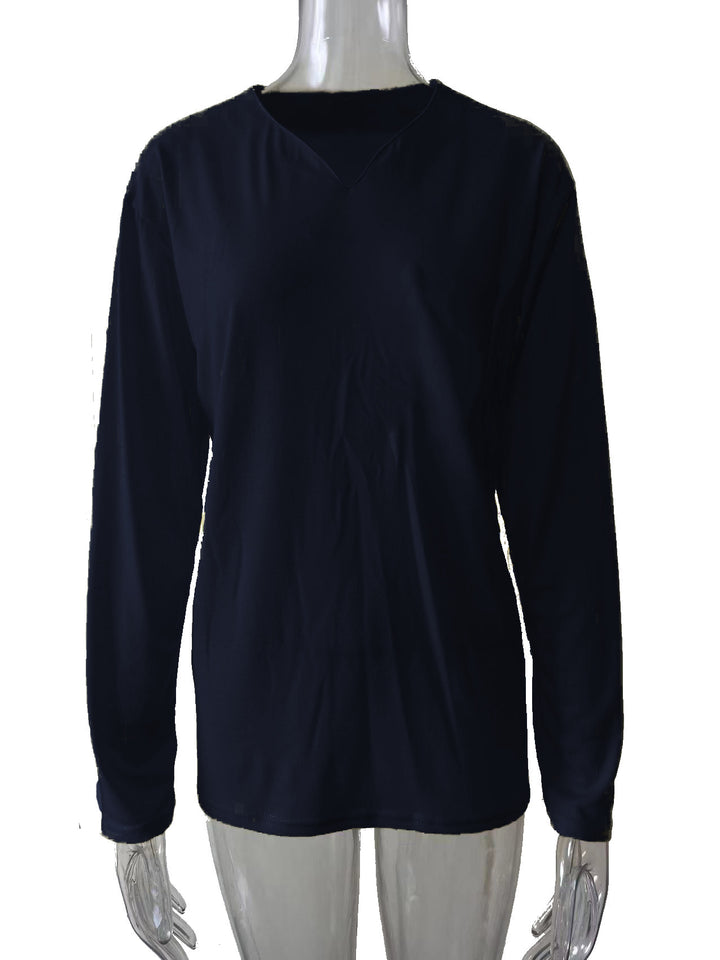 Women nan legeres Long-sleeve shirt with V-notch neckline, chest pocket, and relaxed oversized fit Mune Fashion