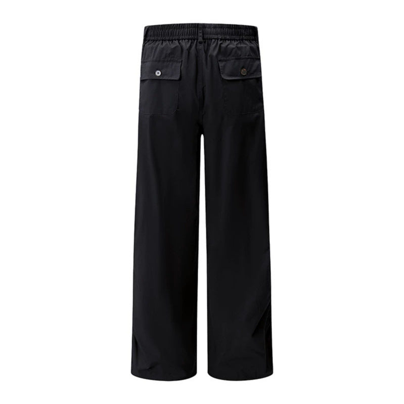 Women's Wide Cargo Palazzo Pants with Drawstring Waistband and Adjustable Hem Cords Mune Fashion