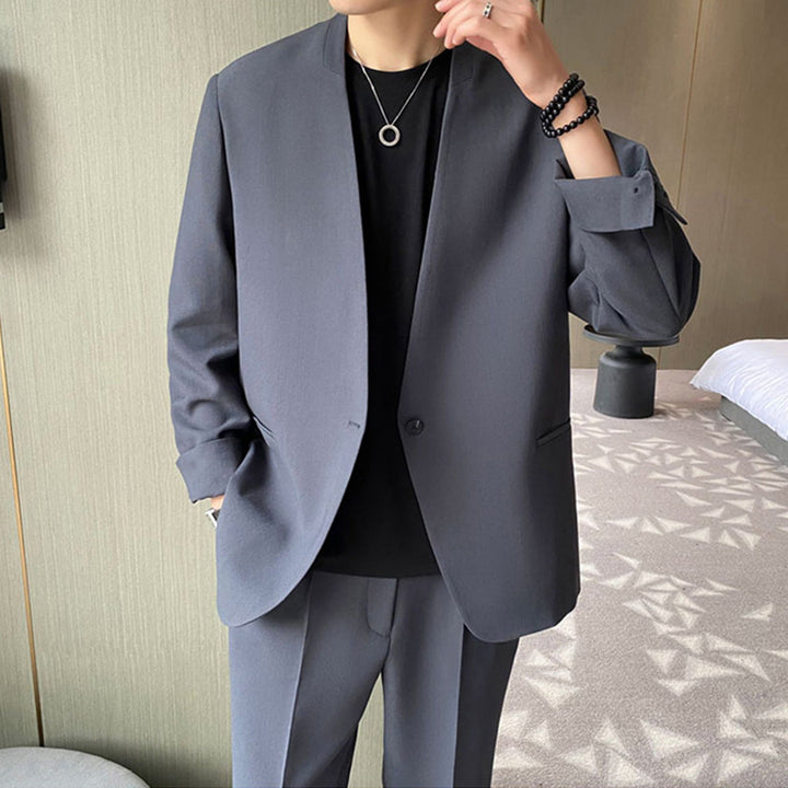 Men's Minimalist Box Blazer and Wide Pleat Suit Trousers Mune Fashion