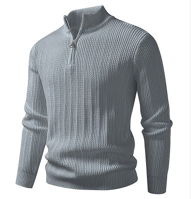 Men's fine-structured half-zip pullover with stand-up collar, ribbed textured knit and slim fit Mune Fashion