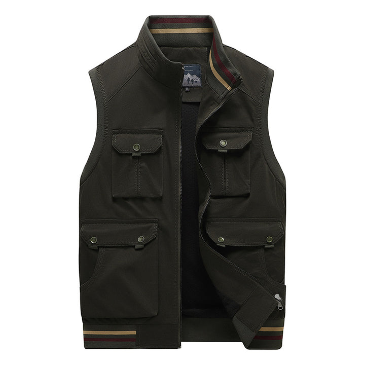 Men's Multifunctional Outdoor Vest with four flap pockets, stand collar and mesh lining Mune Fashion
