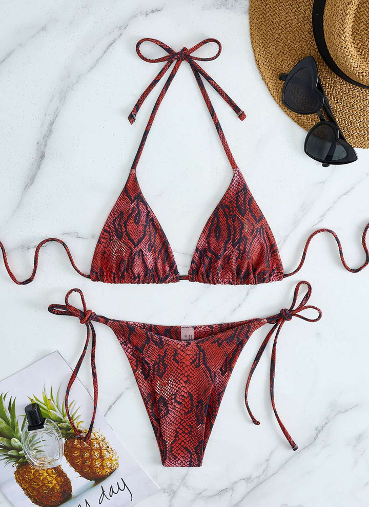 Women's triangle bikini with snake print and adjustable straps Mune Fashion
