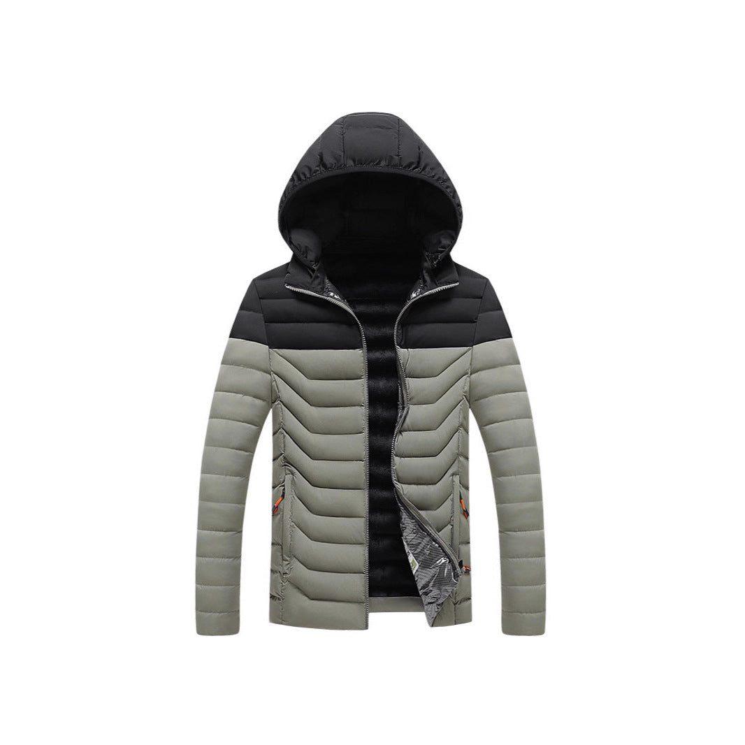 Men's ultra-light quilted hooded jacket with chevron quilting, windproof outer layer and thermal lining Mune Fashion