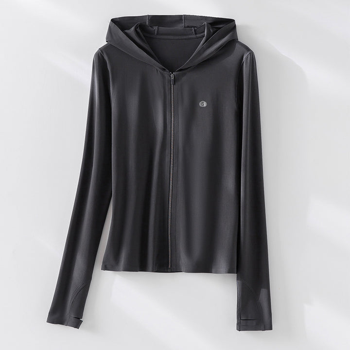 Women's Ultra-Light UV Protection Hooded Jacket with Full Zip and Thumb Loops Mune Fashion