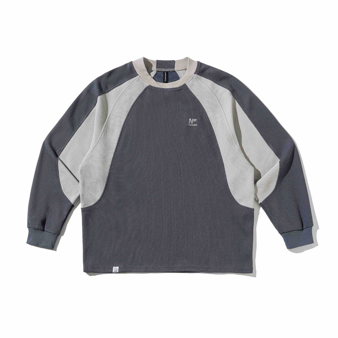 Men's waffle texture sweatshirt with raglan sleeves and contrasting inserts Mune Fashion