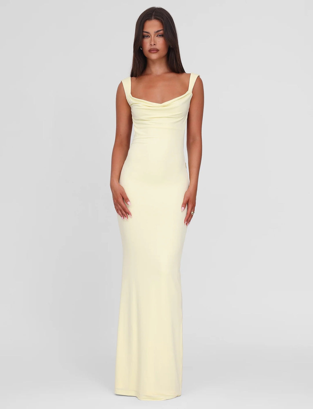 Women's body-hugging evening dress with square neckline and wide straps Mune Fashion