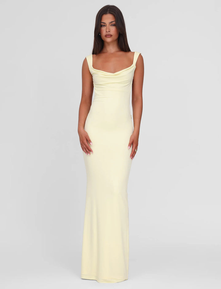 Women's body-hugging evening dress with square neckline and wide straps Mune Fashion