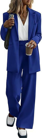 Women's Oversize Suit with Long Blazer and Wide Pleated Trousers Drune