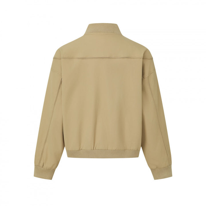 Men's Short-Cut Boxy Bomber Jacket with Ribbed Collar, Concealed Button Placket, and Side Pockets Mune Fashion