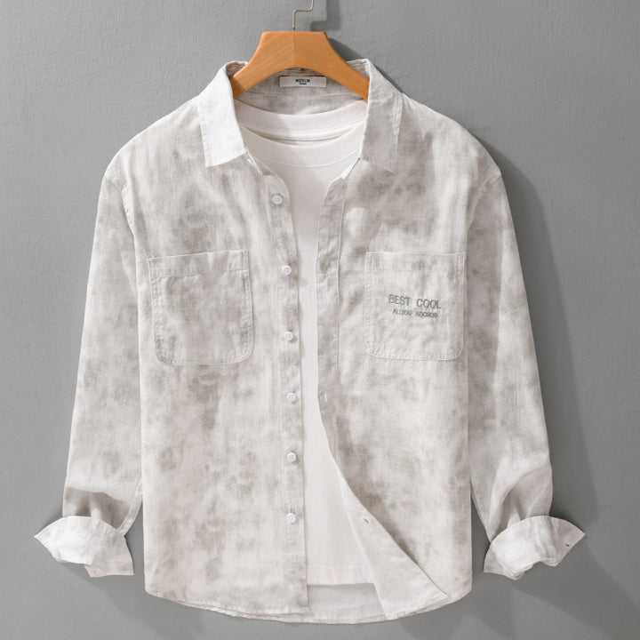 Men's Lightweight Cotton Overshirt with Subtle Tie-Dye Look, Chest Pockets and Relaxed Fit Mune Fashion