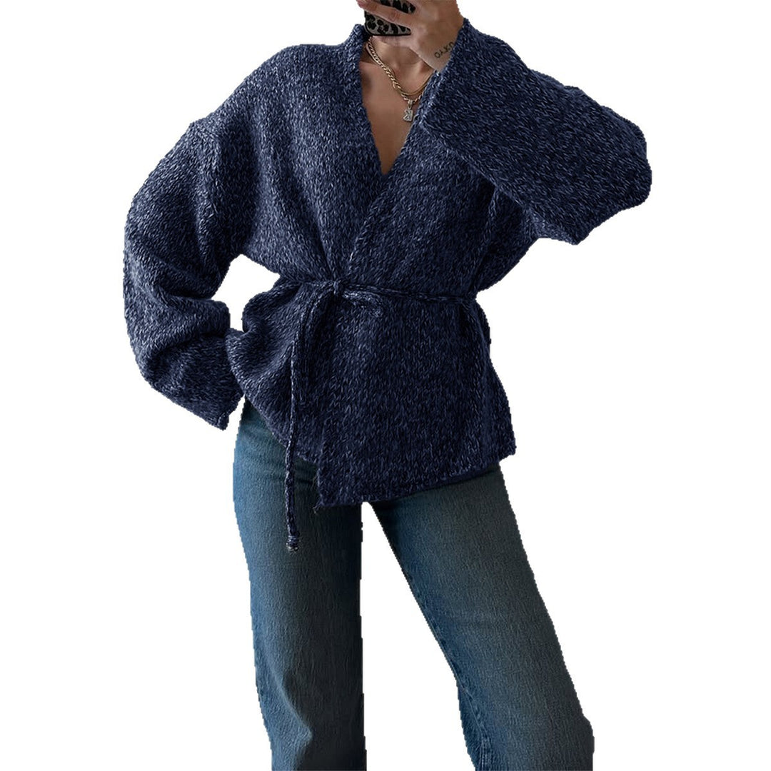 Women nan oversized Bouclé cardigan with waist belt and kimono sleeves Mune Fashion