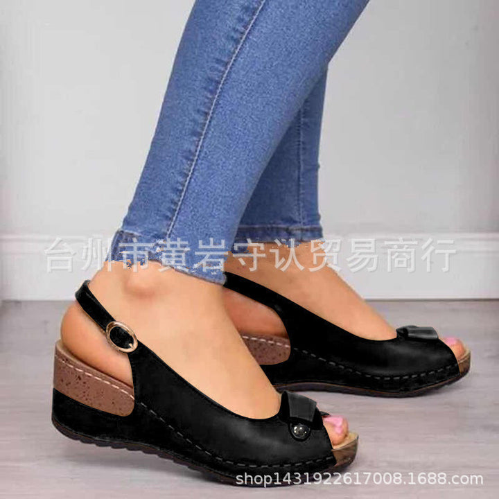 Damen Keil‑Slingback‑Sandalen mit gepolstertem Komfortfußbett und Zierschleife Mune Fashion