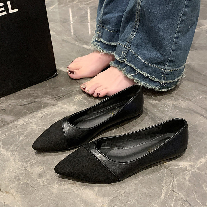 Women's pointed slip-on flats in a material mix with ergonomic comfort footbed and flexible profile outsole Mune Fashion