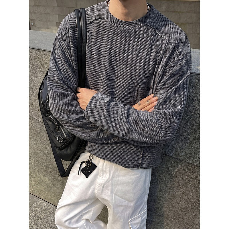 Men's Oversize Waffle Knit Sweater with Round Neck Mune Fashion