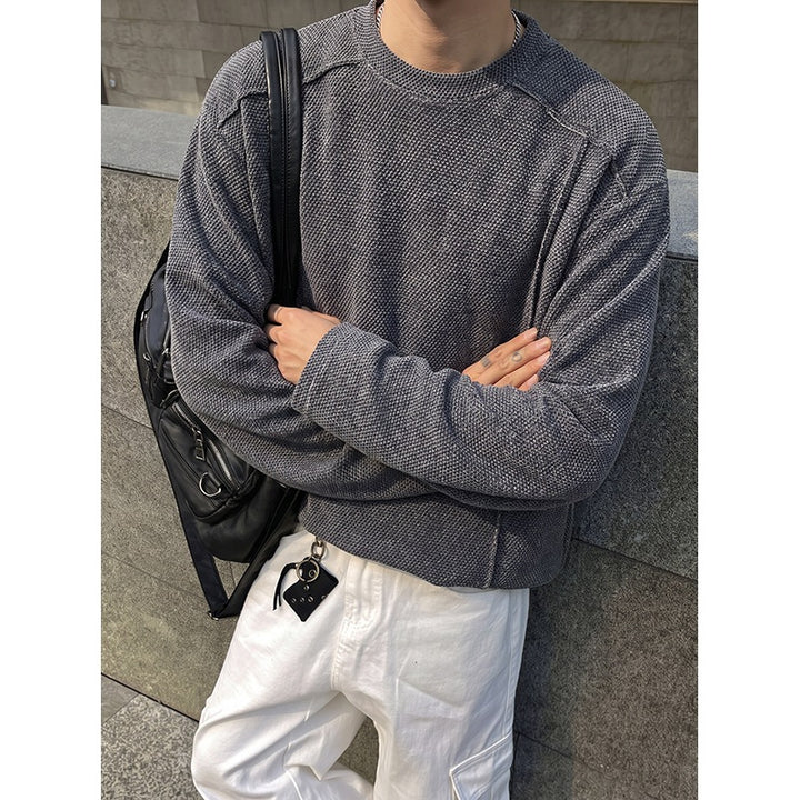 Men's Oversize Waffle Knit Sweater with Round Neck Mune Fashion