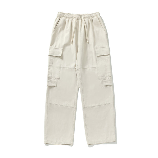 Unisex Wide Cargo Pants with Elastic Waistband, Drawstring, and Multiple Pockets Mune Fashion