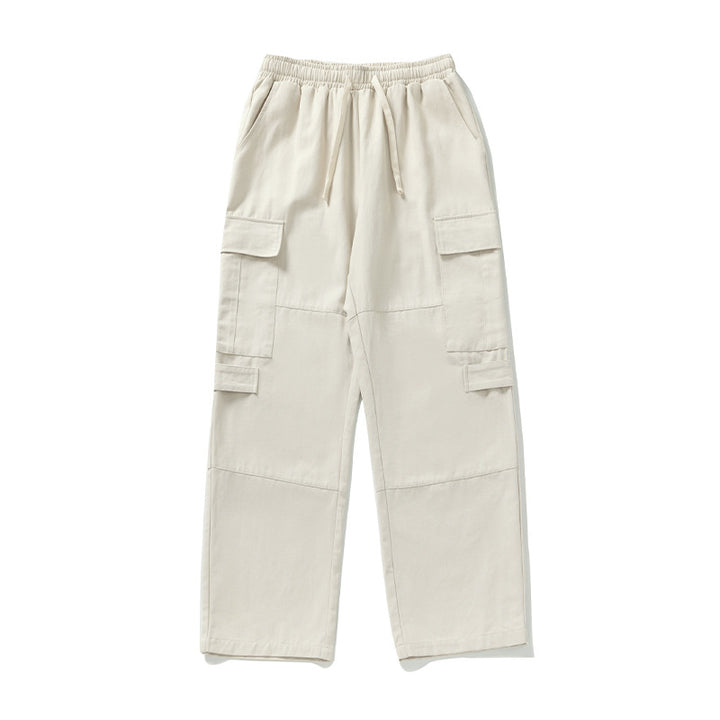 Unisex Wide Cargo Pants with Elastic Waistband, Drawstring, and Multiple Pockets Mune Fashion