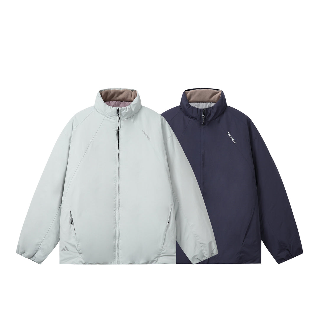 Men's short-cut windproof thermal jacket with fleece-lined stand-up collar and concealed zipper Mune Fashion