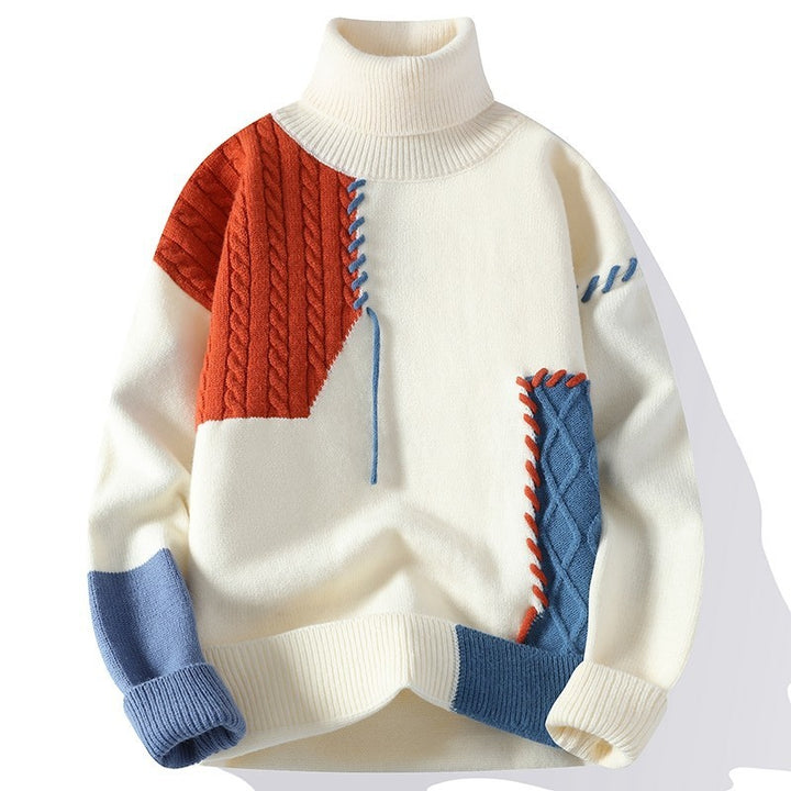 Unisex oversized knit sweater with cable pattern and decorative stitching Mune Fashion