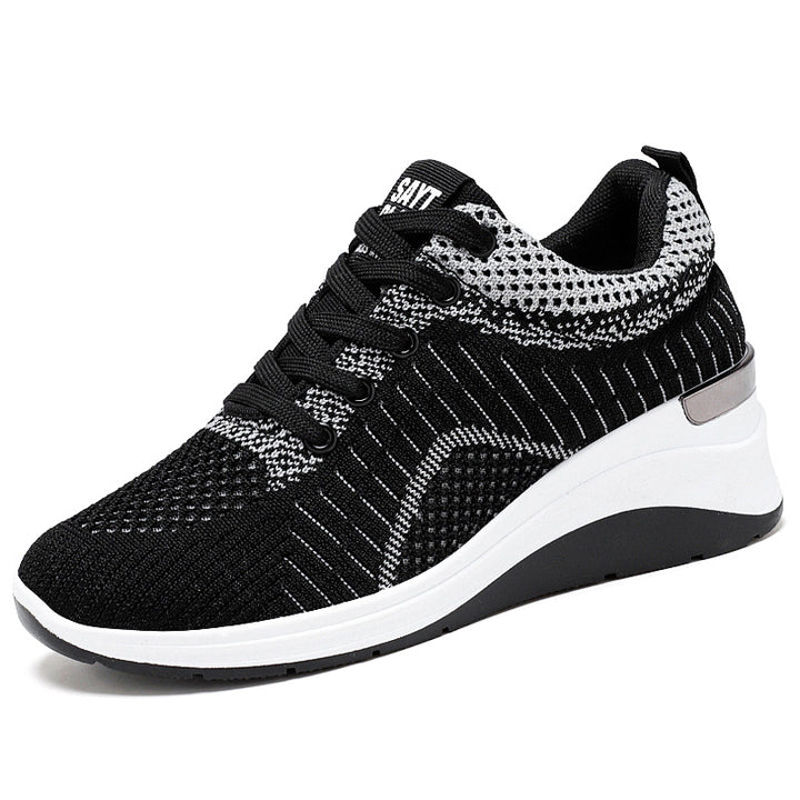Women's knitted wedge sneaker with breathable knitted upper material, padded comfort insole and non-slip profile sole Mune Fashion
