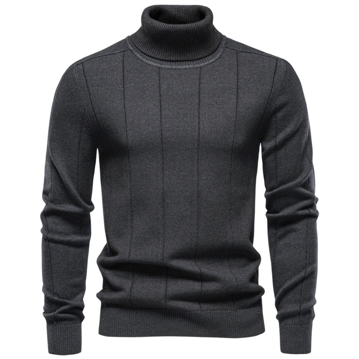Men's turtleneck sweater made of high-quality fine-knit with vertical texture seam Mune Fashion