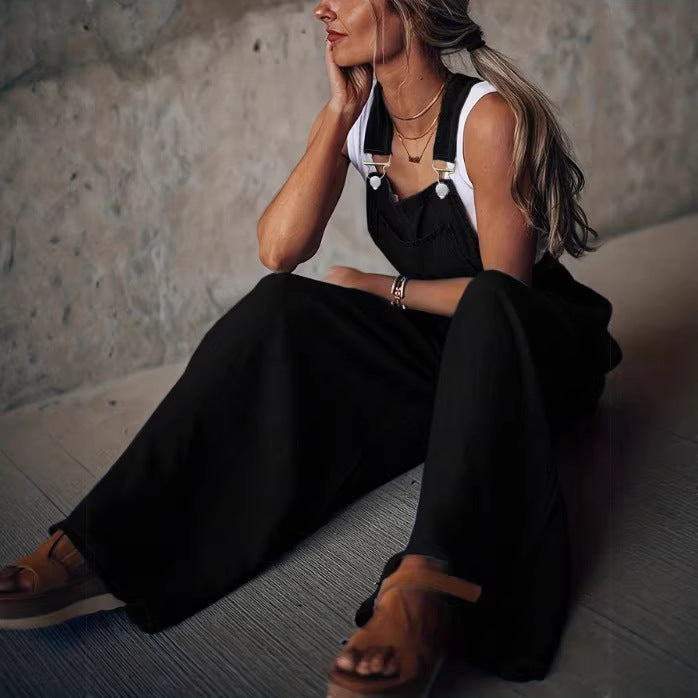 Ladies Wide Overalls in Palazzo Style with Adjustable Straps Mune Fashion