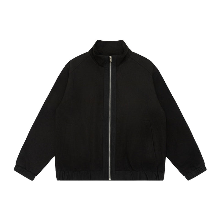 Unisex short jacket in boxy cut made of wool blend with funnel collar and zipper Mune Fashion