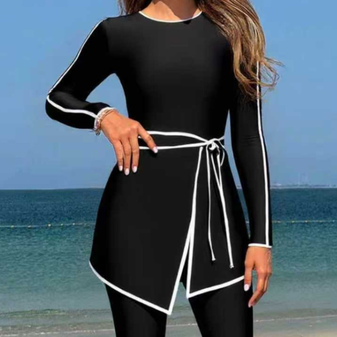 Women’s stylish long sleeve swimsuit with wrap skirt Mune Fashion