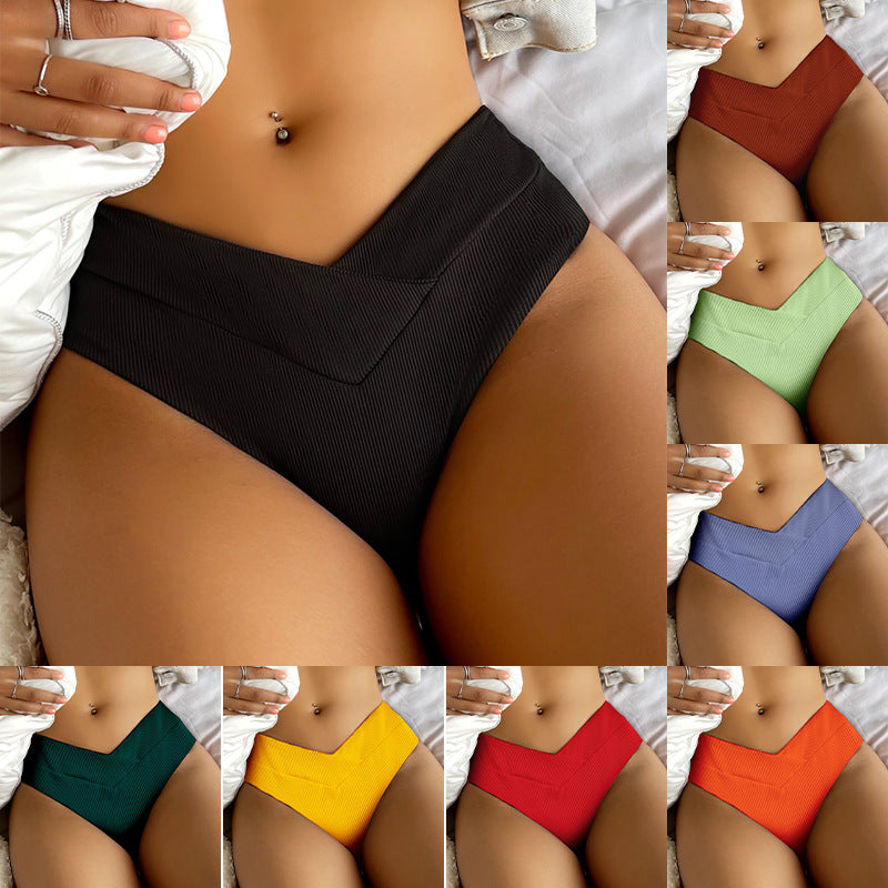 Women's High-Waist Bikini Bottom with Elegant V-Neck Mune Fashion